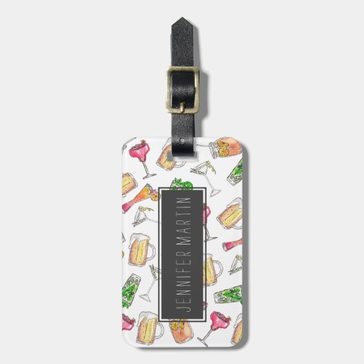 Cooler Sommer-Watercolor gemalter Gepäckanhänger (Vorderseite vertikal)