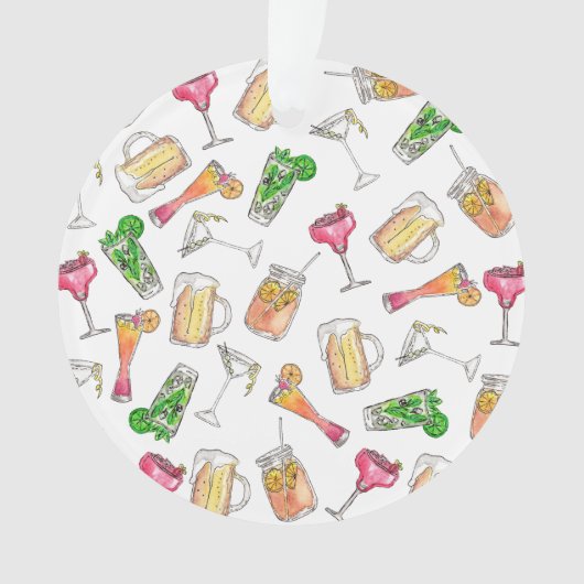 Cooler Sommer-Watercolor gemalter Ornament (Vorderseite)