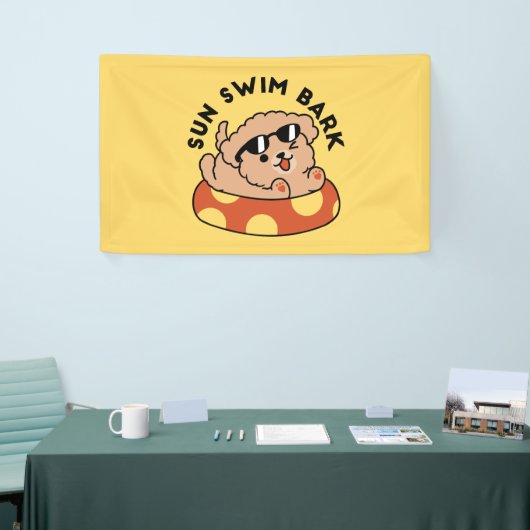 Cooler Sommerhund Floating - Niedliches Puppy Pool Banner (Messeveranstaltung)