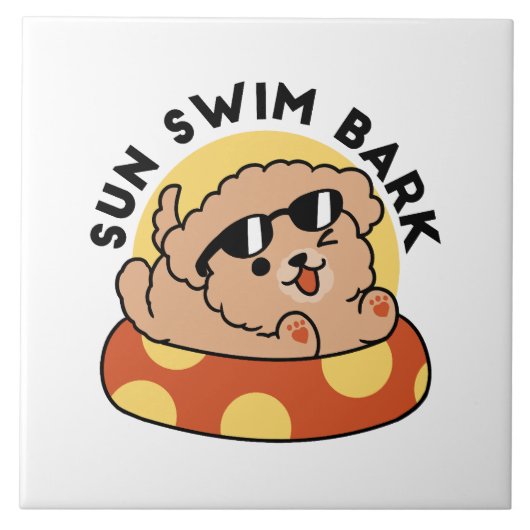 Cooler Sommerhund Floating - Niedliches Puppy Pool Fliese (Vorderseite)