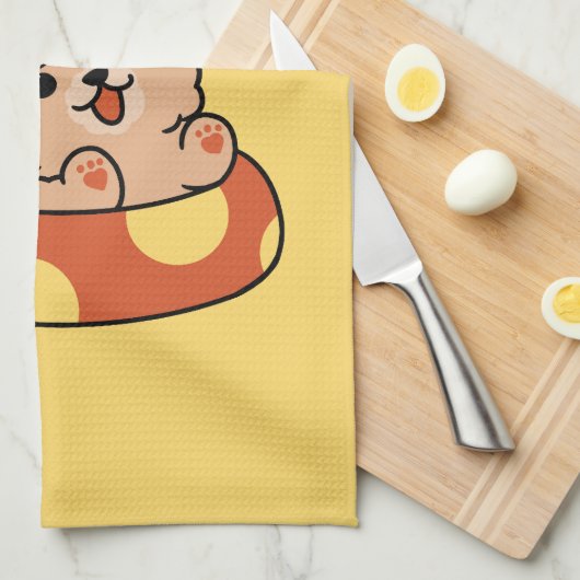 Cooler Sommerhund Floating - Niedliches Puppy Pool Geschirrtuch (Viertel Falte)