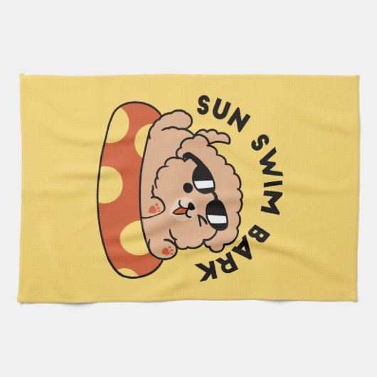 Cooler Sommerhund Floating - Niedliches Puppy Pool Geschirrtuch (Horizontal)