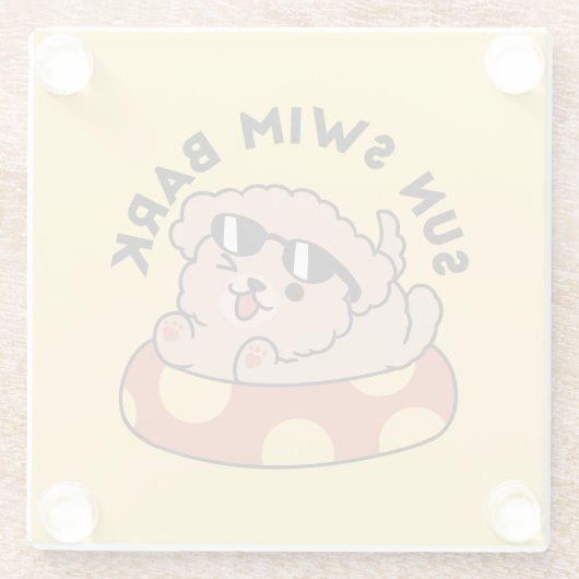 Cooler Sommerhund Floating - Niedliches Puppy Pool Glasuntersetzer (Rückseite)