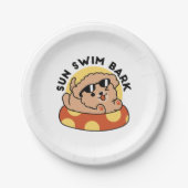 Cooler Sommerhund Floating - Niedliches Puppy Pool Pappteller (Vorderseite)