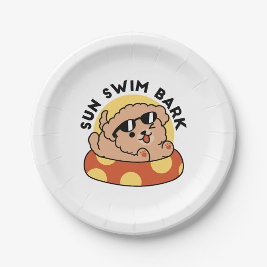 Cooler Sommerhund Floating - Niedliches Puppy Pool Pappteller (Vorderseite)