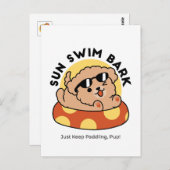 Cooler Sommerhund Floating - Niedliches Puppy Pool Postkarte (Vorne/Hinten)
