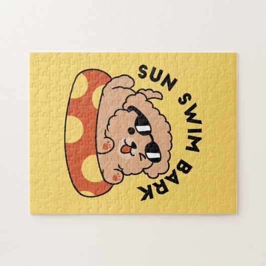 Cooler Sommerhund Floating - Niedliches Puppy Pool Puzzle (Horizontal)