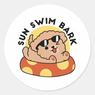 Cooler Sommerhund Floating - Niedliches Puppy Pool Runder Aufkleber