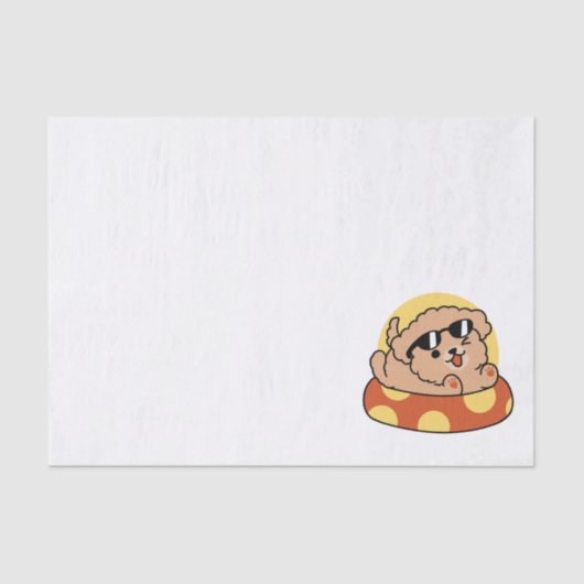 Cooler Sommerhund Floating - Niedliches Puppy Pool Seidenpapier (Vorderseite)