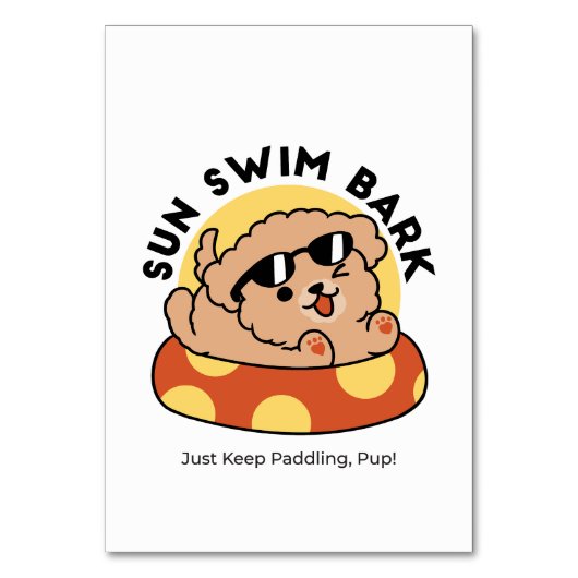 Cooler Sommerhund Floating - Niedliches Puppy Pool Tischnummer (Vorderseite)