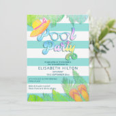 Cooler Sommerskriptpool Party Geburtstag Einladung (Stehend Vorderseite)