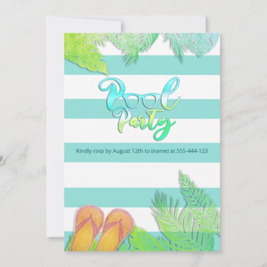 Cooler Sommerskriptpool Party Geburtstag Einladung (Rückseite)