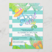 Cooler Sommerskriptpool Party Geburtstag Einladung (Vorne/Hinten)