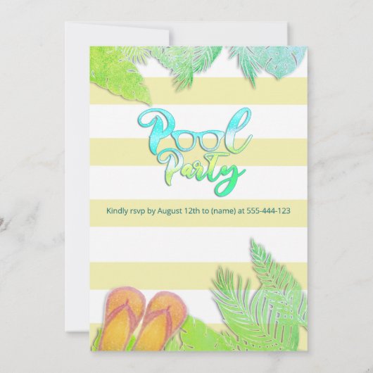 Cooler Sommerskriptpool Party Geburtstag Einladung (Rückseite)