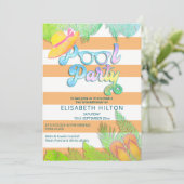 Cooler Sommerskriptpool Party Geburtstag Einladung (Stehend Vorderseite)