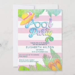 Cooler Sommerskriptpool Party Geburtstag Einladung