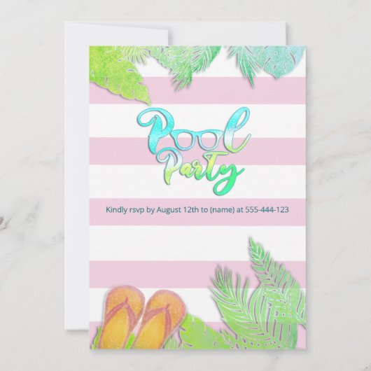 Cooler Sommerskriptpool Party Geburtstag Einladung (Rückseite)