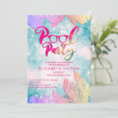 Cooler Sommerskriptpool Party Geburtstag Einladung (Stehend Vorderseite)