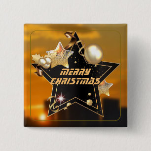 Cooler Sonnenaufgang Gold Black Metallic Stars Mer Button