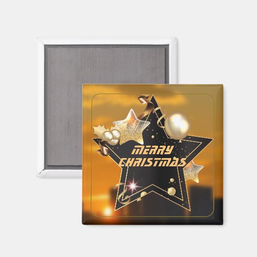 Cooler Sonnenaufgang Gold Black Metallic Stars Mer Magnet (Vorderseite/Rückseite)