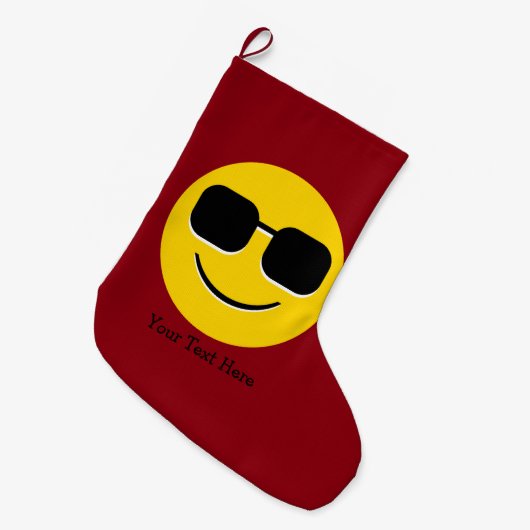 Cooler Sonnenbrillen Emoji Typ Großer Weihnachtsstrumpf (Vorderansicht (hängend))