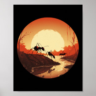 Cooler Sonnenuntergang und -ausrüstung für Insekte Poster