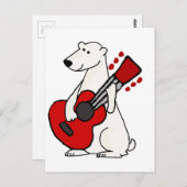 Cooler, sonniger Polar Bär Gitarre spielen Postkarte (Vorne/Hinten)