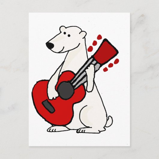 Cooler, sonniger Polar Bär Gitarre spielen Postkarte (Vorderseite)