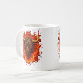 Cooler spanischer Bulle mit Flammen für Stierlauf- Kaffeetasse (Vorderseite Links)