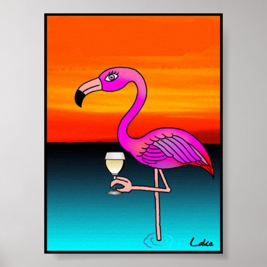 Cooler Spaß beim Trinken Flamingo Poster (Vorne)