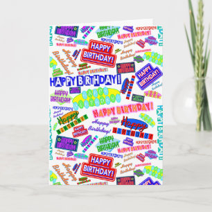 Cooler Spaß Dynamischer Retro Happy Birthday Patte Karte