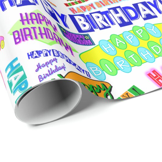 Cooler Spaß-dynamisches Retro alles- Gute zum Geschenkpapier (Rolleneckpunkt)