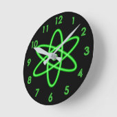 Cooler Spaß Einzigartiges Neon Light Green Atomic Runde Wanduhr (Winkel)
