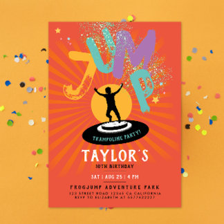 Cooler Spaß Farbenfrohe Trampolin Jump Bounce Part Einladung