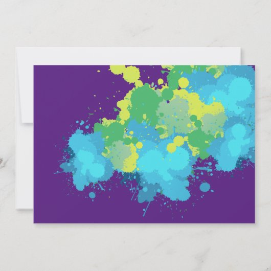 Cooler Spaß Farbige Lila Paintball-Spritzer Einladung (Rückseite)