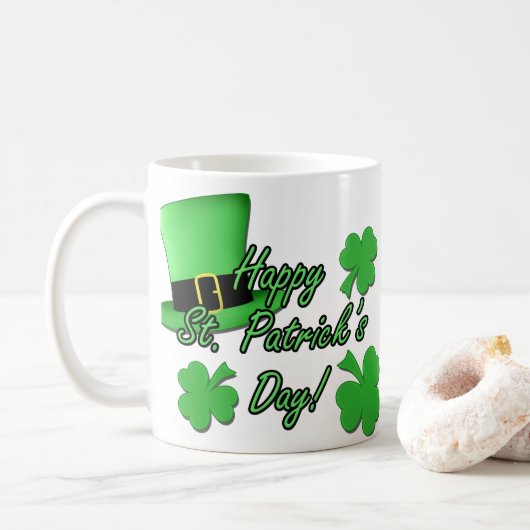 Cooler Spaß Green top hat Kleeblatts St Patricks D Kaffeetasse (Mit Donut)