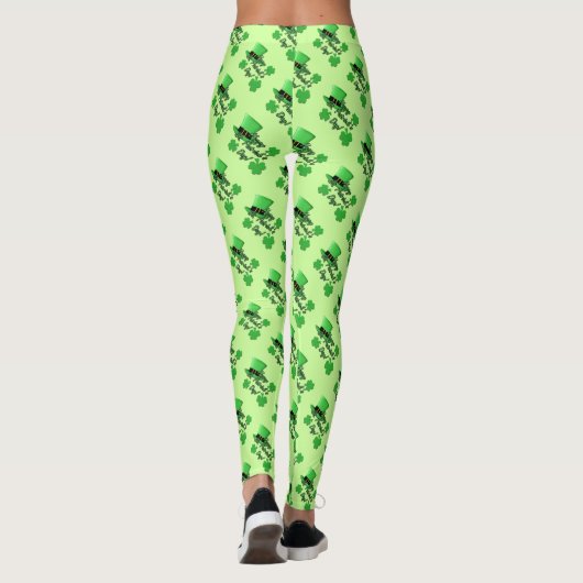 Cooler Spaß Green top hat Kleeblatts St Patricks D Leggings (Rückseite)