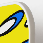 Cooler Spaß Hellgelb gepolstertes blaues Muster Pickleball Schläger (Linke Seite)