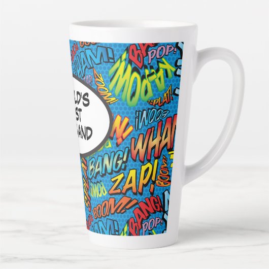 Cooler Spaß Husband Farbiges Comic Typografisch Milchtasse (Rechts)