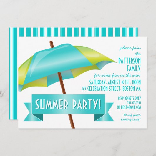 Cooler Spaß in der Sommer-Party Einladung (Vorne/Hinten)