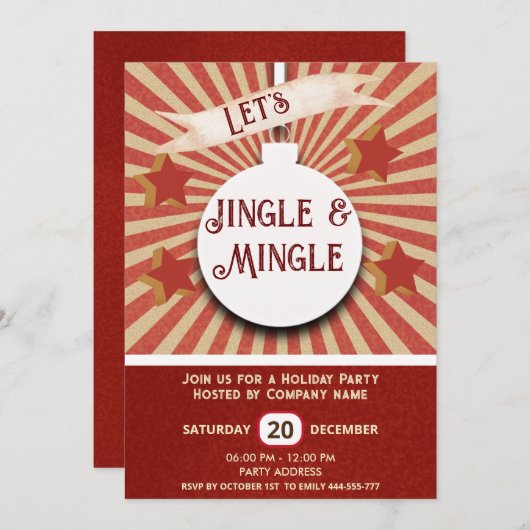 Cooler Spaß Jingle & Mingle Firmenfeier Einladung (Vorne/Hinten)