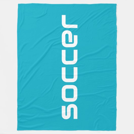 Cooler Spaß Moderner weißer SOCCER-Text auf Azure Fleecedecke (Vorderseite)