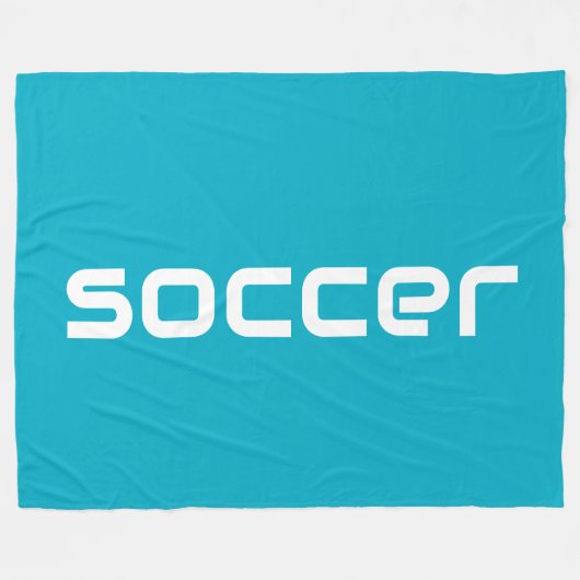 Cooler Spaß Moderner weißer SOCCER-Text auf Azure Fleecedecke (Vorderseite (Horizontal))