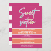 Cooler Spaß Neon Typografie Streifen süß 16 Einladung (Vorne/Hinten)