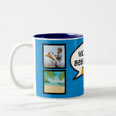 Cooler Spaß Onkel Modernes Comic Buch Blaues Foto Zweifarbige Tasse (Links)