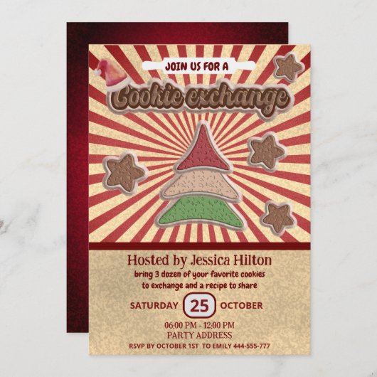 Cooler Spaß Retro-Typografie-Cookie-Austausch Part Einladung (Vorne/Hinten)