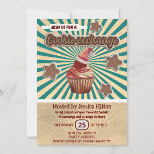 Cooler Spaß Retro-Typografie-Cookie-Austausch Part Einladung