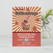 Cooler Spaß Retro-Typografie-Cookie-Austausch Part Einladung (Stehend Vorderseite)