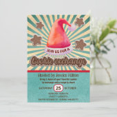 Cooler Spaß Retro Weihnachtsmannmütze Cookie Austa Einladung (Stehend Vorderseite)