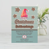 Cooler Spaß Retro Weihnachtsmannmütze Cookie Austa Einladung (Stehend Vorderseite)
